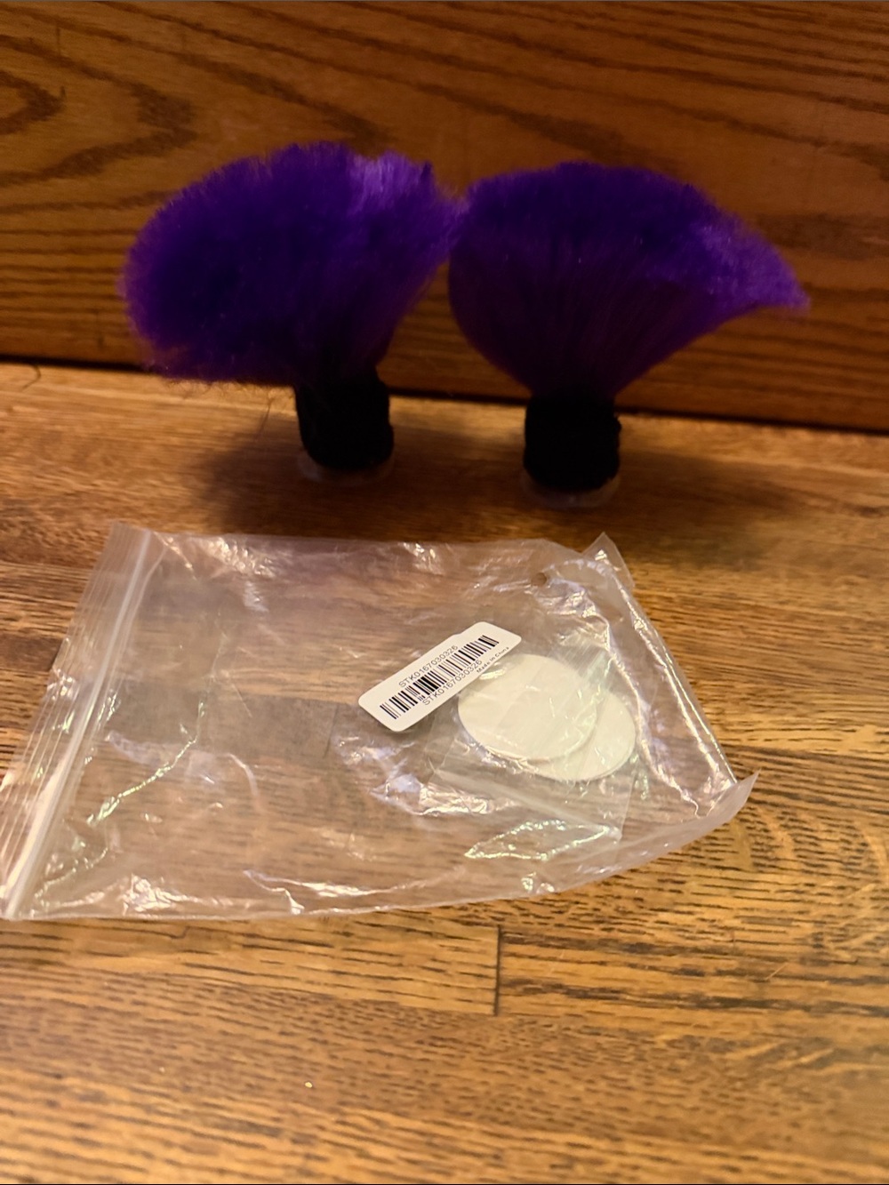 Suction cup Purple Faux Fur Pom Pair Deep Purple stands alone new in bag set 2